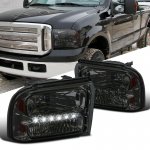 2005 Ford Excursion Smoked Headlights LED Daytime Running Lights