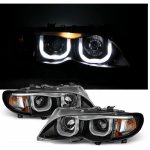2005 BMW 3 Series E46 Sedan Black U-Bar Halo Projector Headlights