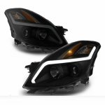 2008 Nissan Altima Coupe Black Smoked LED DRL Projector Headlights