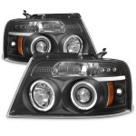 Ford F150 2004-2008 Black Halo Projector Headlights with LED