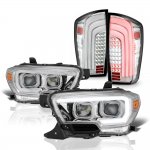 Toyota Tacoma SR 2016-2023 Chrome Projector Headlights LED Tail Lights Sequential Tube Signal