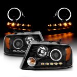 Ford F150 2004-2008 Black Projector Headlights with Halo and LED