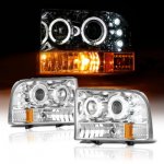 2003 Ford Excursion Clear Dual Halo Projector Headlights with LED