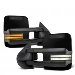 Chevy Silverado 3500HD 2007-2014 Glossy Black Tow Mirrors Smoked Switchback LED DRL Sequential Signal