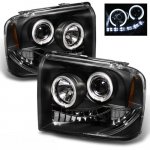 2005 Ford F450 Super Duty Black Halo Projector Headlights with LED