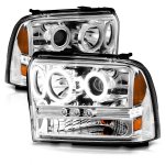 2007 Ford F450 Super Duty Clear Projector Headlights with CCFL Halo and LED