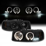 2004 GMC Sierra 3500 Black Smoked Dual Halo Projector Headlights with LED