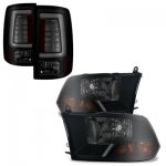 Dodge Ram 3500 2013-2018 Black Smoked Headlights and LED Tail Lights