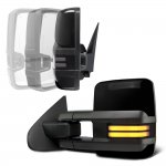 Chevy Tahoe 2007-2014 Glossy Black Power Folding Tow Mirrors Smoked LED DRL