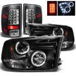Dodge Ram 2500 2013-2018 Black Projector Headlights and LED Tail Lights for Premium