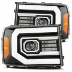GMC Sierra 2007-2013 Glossy Black Projector Headlights LED DRL Dynamic Signal Activation