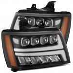 Chevy Avalanche 2007-2013 Glossy Black LED Quad Projector Headlights DRL Dynamic Signal Activation