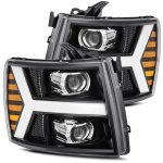 2009 Chevy Silverado 3500HD Glossy Black LED Projector Headlights DRL Dynamic Signal Activation