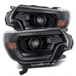 2014 Toyota Tacoma Glossy Black Smoked Projector Headlights LED DRL Switchback Signal