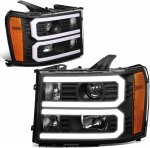 2012 GMC Sierra Denali Black Dual LED DRL Projector Headlights