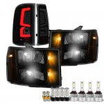 GMC Sierra 3500HD 2007-2014 Black Smoked LED Bulbs Headlights LED Tail Lights