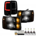 2012 GMC Sierra 2500HD Black Smoked LED Bulbs Headlights Tube LED Tail Lights