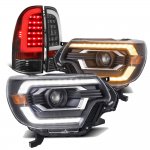 2014 Toyota Tacoma Black DRL Projector Headlights LED Tail Lights