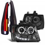 Chevy Tahoe 2007-2014 Smoked Halo Projector Headlights Full LED Tail Lights Conversion