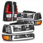 2002 Chevy Silverado 3500 Black DRL Headlights LED Signals LED Tail Lights