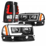 2003 GMC Sierra 2500HD Black DRL Headlights Tube LED Tail Lights