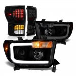 2012 Toyota Tundra Black Smoked DRL Projector Headlights Full LED Tail Lights