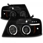 2007 Lincoln Mark LT Black Smoked Halo Projector Headlights with LED