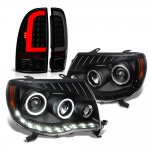 Toyota Tacoma 2005-2011 Black Halo Projector Headlights Tinted LED Tail Lights