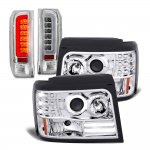 1993 Ford F350 Halo Projector Headlights Tube LED Tail Lights