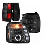 2012 GMC Yukon XL Denali Smoked Halo Projector Headlights LED Tail Lights