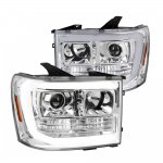 2011 GMC Sierra Denali Chrome LED Tube DRL Projector Headlights