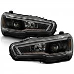 2013 Mitsubishi Lancer Black HID Projector Headlights LED DRL Dynamic Signal