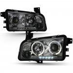2010 Dodge Charger Smoked Halo Projector Headlights