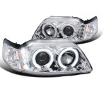 Ford Mustang 1999-2004 Clear Dual Halo Projector Headlights with LED