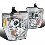 2009 Ford F350 Super Duty Clear Dual Halo Projector Headlights with LED