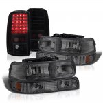 Chevy Suburban 2000-2006 Smoked Headlight Set Black Tinted LED Tail Lights