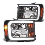 GMC Sierra 3500HD 2007-2013 Black LED DRL Headlights