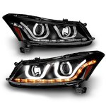 2009 Honda Accord Sedan Black Projector Headlights LED DRL