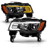 Jeep Grand Cherokee 2017-2019 Black Projector Headlights LED DRL Switchback Signals