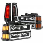 Chevy Suburban 1994-1999 Black LED DRL Headlights Marker Tail Lights