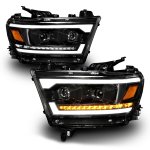 2019 Dodge Ram 1500 Black LED Headlights Upgrade DRL Sequential Signals