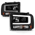 2005 Ford Excursion Black LED DRL Projector Headlights