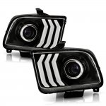 2005 Ford Mustang Black Projector Headlights Tri DRL