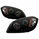 2010 Chevy Cobalt Black Smoked Halo Projector Headlights LED