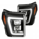 2012 Ford F550 Super Duty Black LED Low Beam Projector Headlights DRL