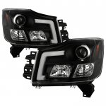 2007 Nissan Armada Black LED Low Beam Projector Headlights DRL