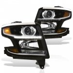 2017 Chevy Suburban Black Projector Headlights LED Bar