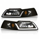 Ford Mustang 1999-2004 Black Headlights LED DRL