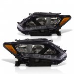Nissan Rogue 2014-2016 Headlights LED DRL Black