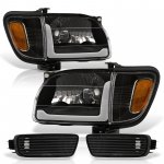 2003 Toyota Tacoma Black LED DRL Headlights and Fog Lights